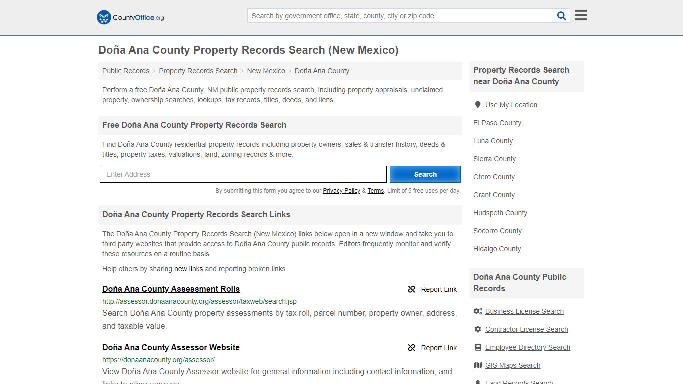Property Records Search - Doña Ana County, NM (Assessments ...